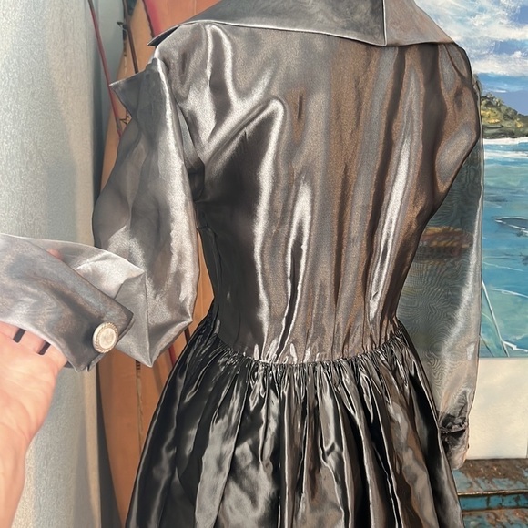VTG(Rare),Lola Berent,Stunning Evening, Metallic Silver Cocktail Dress,Size 4 - Picture 5 of 16